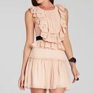 BCBGMaxAzria SZ6 Britt Bare Pink Flowy  Dress Cut Outs Fairy Coquette Party